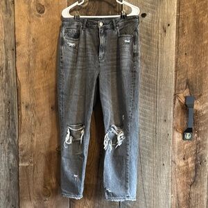 Distressed Weathered Black/Grey Women's Jeans